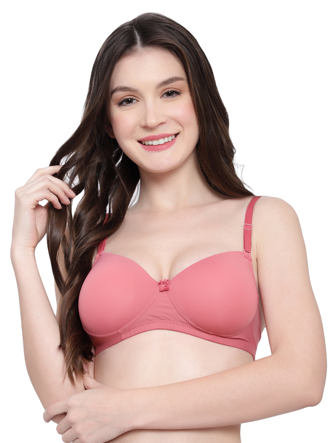 Dark Pink Solid Bra For Daily Use