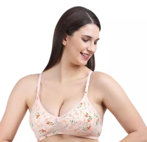 Floral Printed Non Wired Bra In Cotton